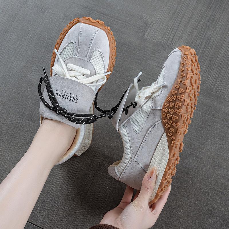 Retro platform German training shoes spring new inner height increase strap leather casual sports Forrest Gump shoes