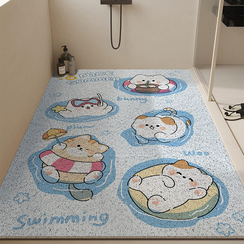 Bathroom Floor Mat Cartoon Wind Silk Ring Non-Slip Mat Shower For The Elderly And Children Bath Floor Mat Anti-Drop Mat Can Be