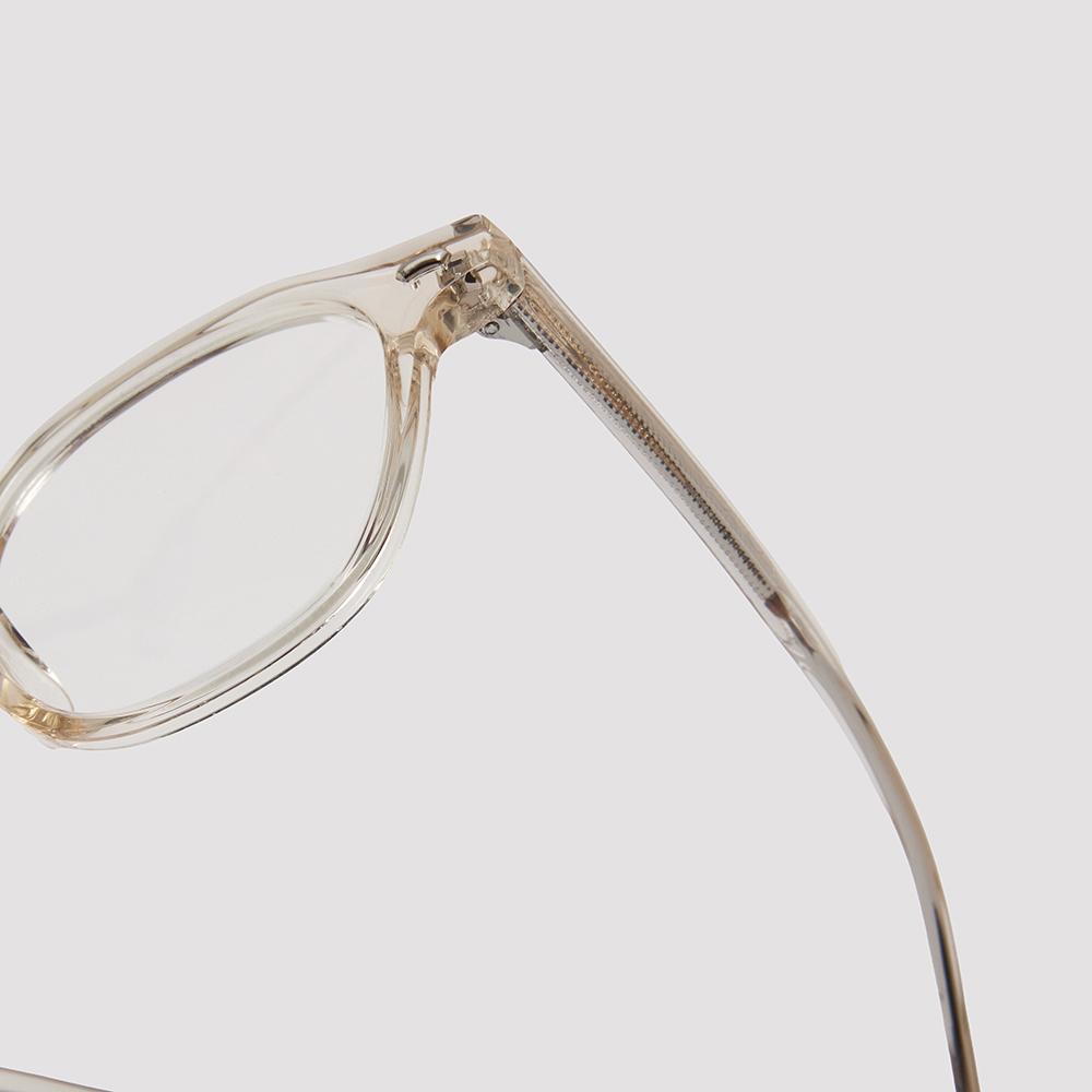 Alloaiweeo [Essential] Al5507 2525G French Square Amber Eyeglass Frames Blue Light Blocking Lenses Selection