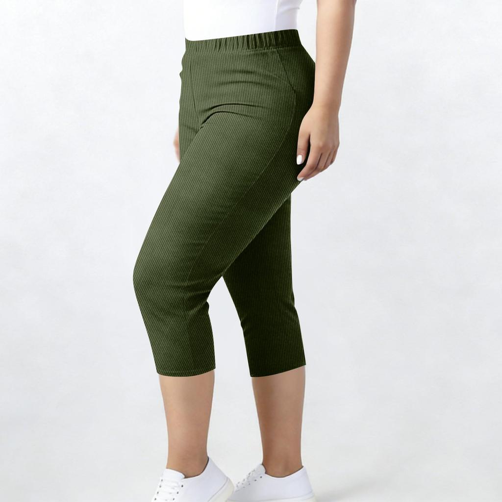 Damen Übergröße Lässige Yoga Capri-Leggings mit elastischem Bund Bequeme Dehnbare Sportliche Hosen für den Alltag