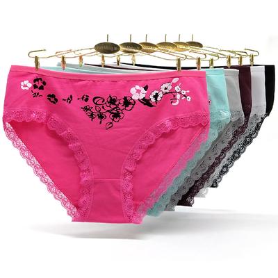 Grote maten slipje voor dames, katoen, middentaille, ondergoed, bloemenprint, damesslips, lingerie, 6 stuks