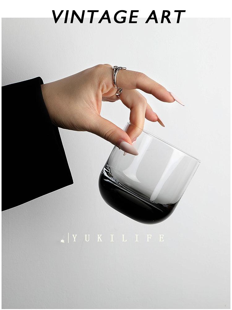 Nordic Style Retro Grey Crystal Glass Water Cup, Hand Blow Made, Original Wine Whisky, Household Simplicity Tableware