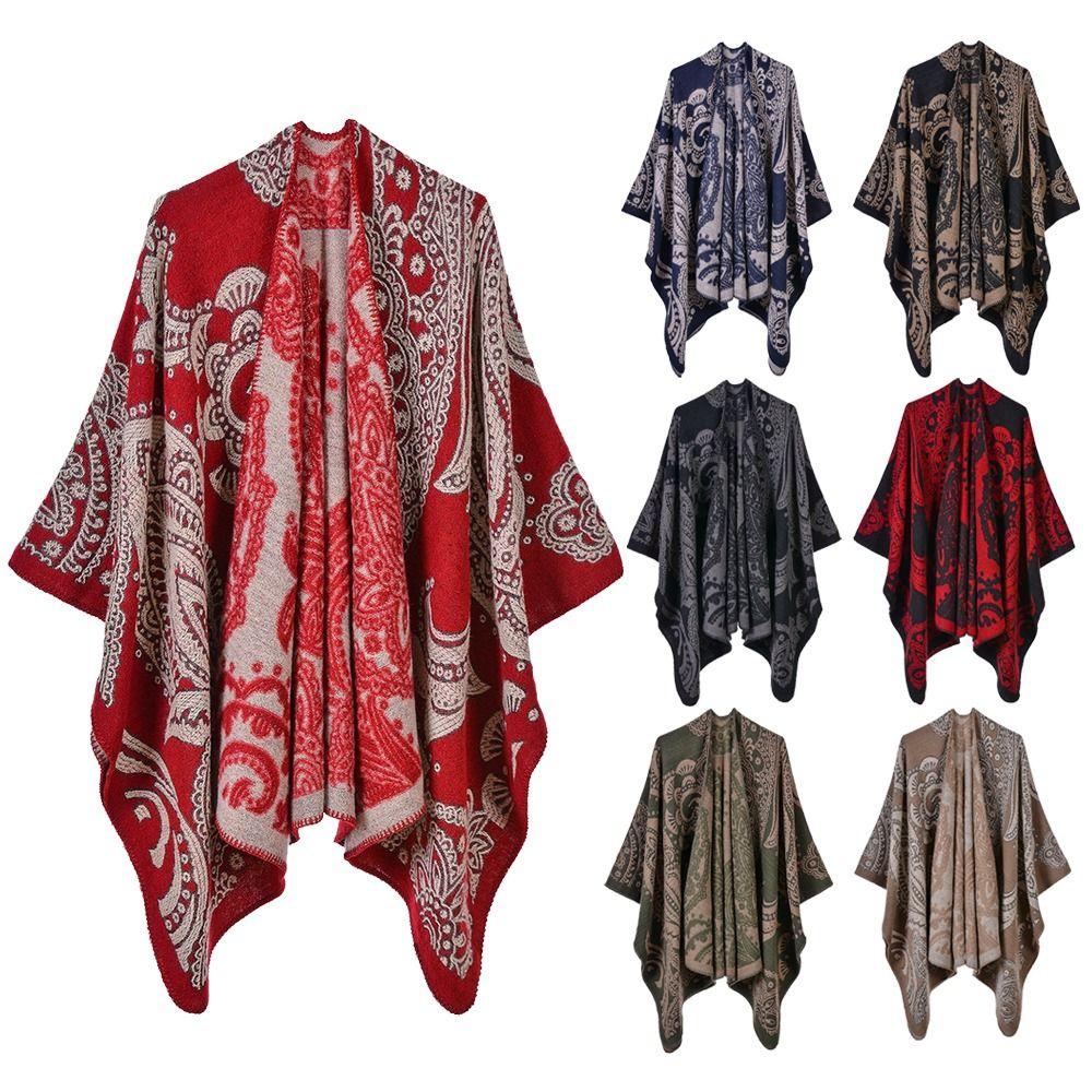 

Double-sided Fleece Shawl Winter Warm Cloak Cardigan Fashion Plush Wraps Scarf