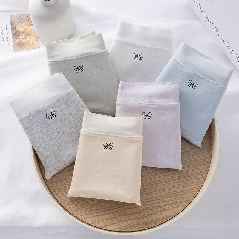 Ladies Spring and Autumn Simple Pure Cotton Waist Extended Crotch Underwear