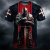 Herren Sommer 3D Templer Krieger T-Shirt Sommer Lässig Streetwear Rundhals Kurzarm Oberteil Modisches und Trendiges T-Shirt