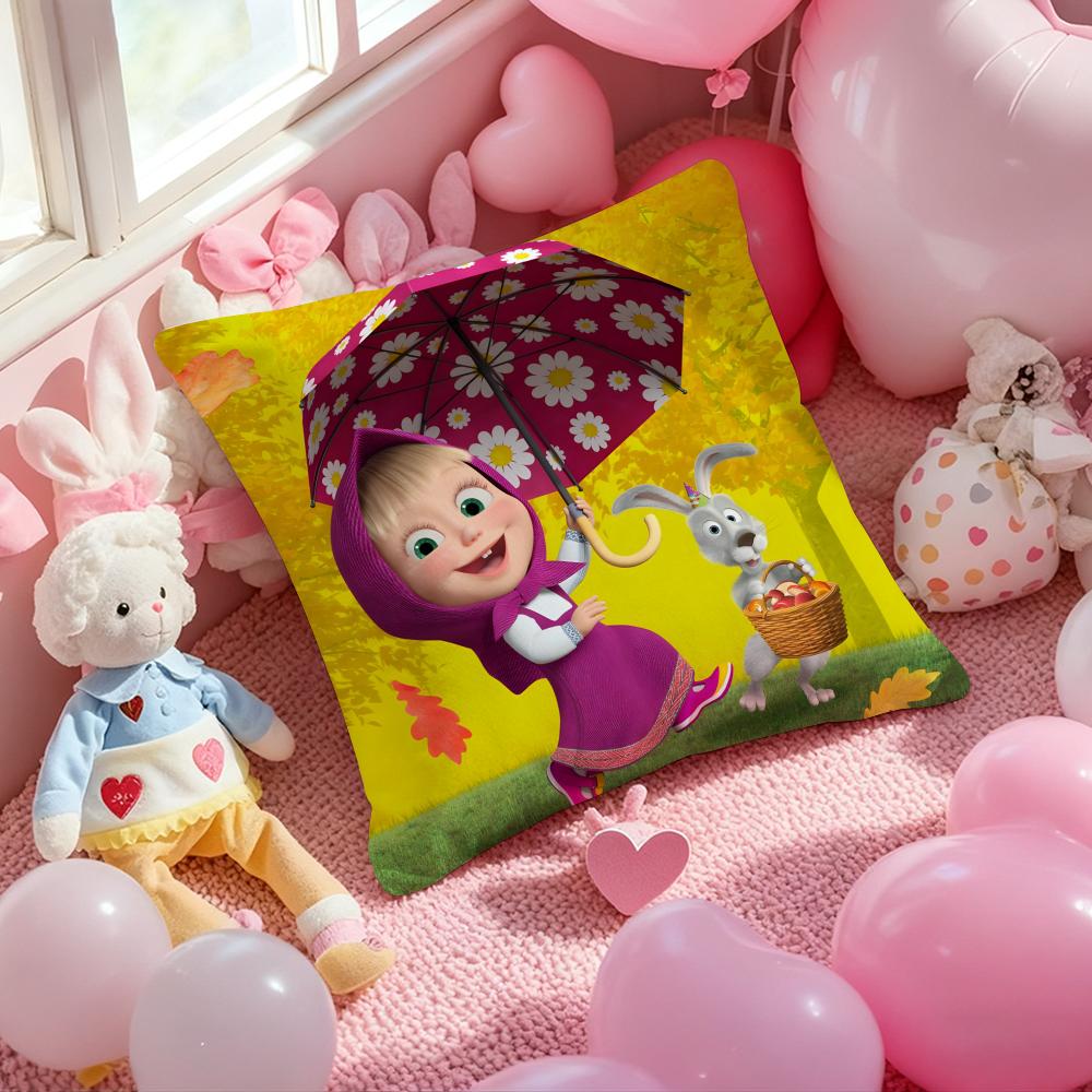 Cartoon M-Masha und die B-Bären Kissenbezug Muster Gedruckter Kissenbezug für Wohnzimmer Sofa Kissenbezug & Schlafzimmer Dekoration