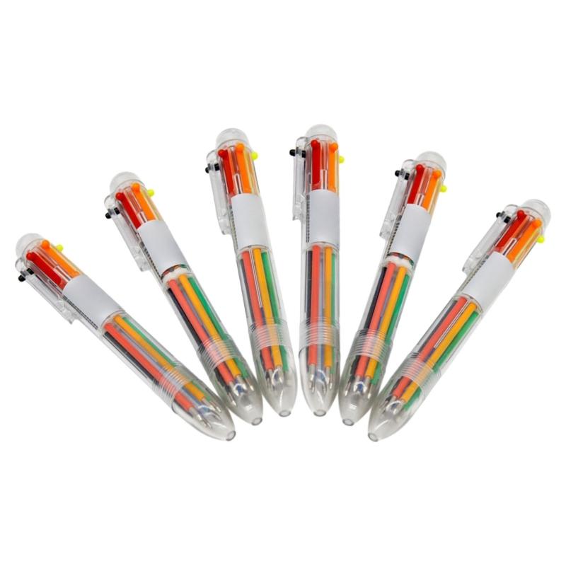 

6x/Set 6-in-1 Multicolor Ballpoint Pen 0.5mm Shuttle Pen Retractable Ballpoint Pen Writing Pen Office School Supplies 1