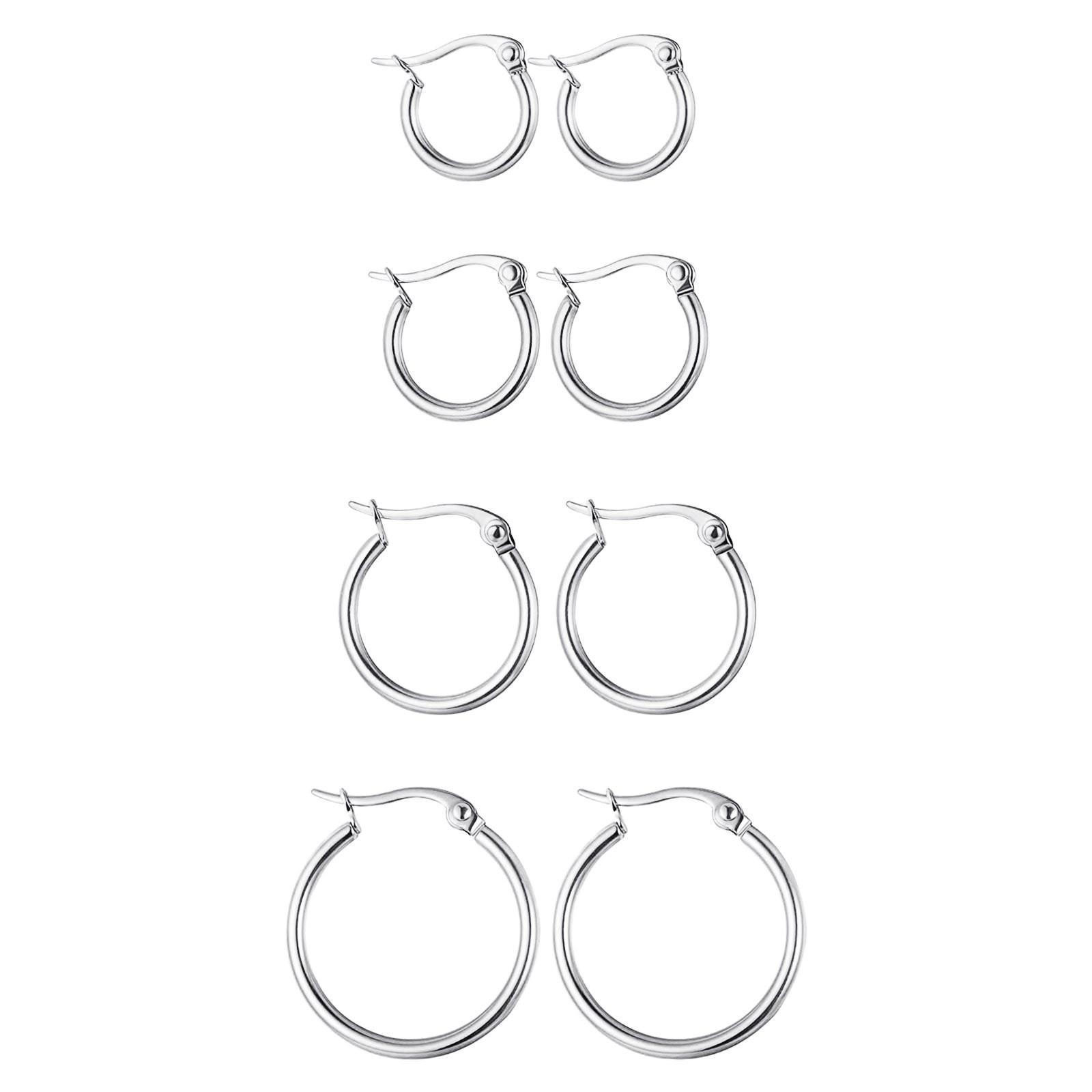 

Позолоченные серьги-кольца — 4 пары маленьких обручей Sterling Post | Наборы золотых сережек-кольца для женщин и девочек (13 мм 15 мм 20 мм 22 мм) серебряный