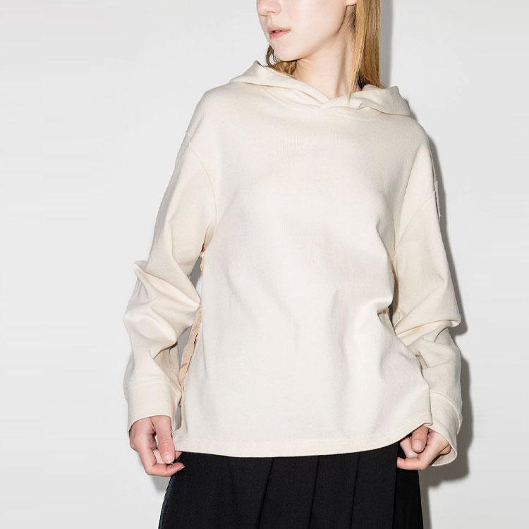 Y-3 FW21 Large Logo Spliced Long Sleeve Hoodie Women hoodies White GT5314