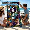Asciugamano da Spiaggia Personalizzato con Nome e Stampa PAW Patrol, per Viaggio Campeggio Festa in Spiaggia Decorazione Casa, Regalo di Compleanno per Famiglia e Amici
