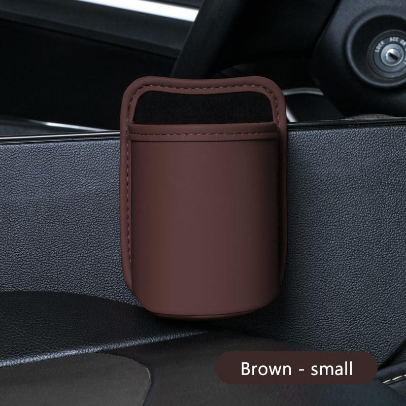 SEAMETAL Car Door Storage Box PU Leather Auto Seat Back Hanging Cup Holder Trash Can Multi-function Car Storage Pocket Organizer