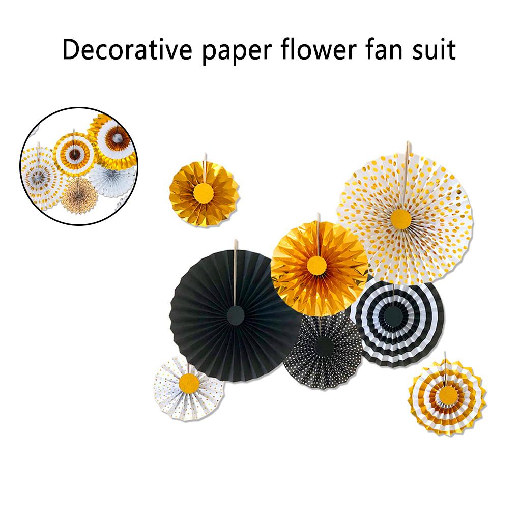 8 Pieces Foldable Fan Festival Wall Hanging Decoration Round Paper Fans Birthday Party Favor Props Supply for Living Room