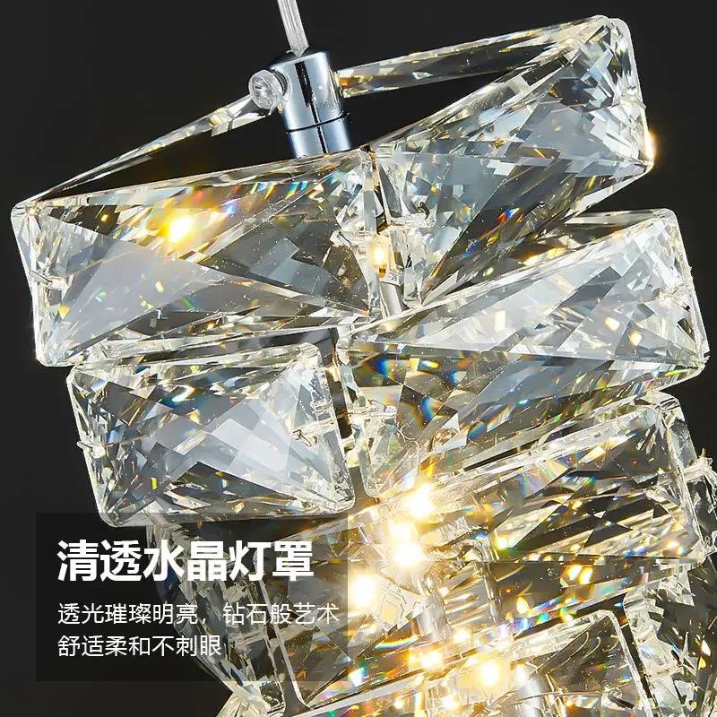 Luxury Crystal Pendant Light Small Chandelier Bedroom Bedside Lamp Postmodern Minimalist Single-Head Living Room Decor