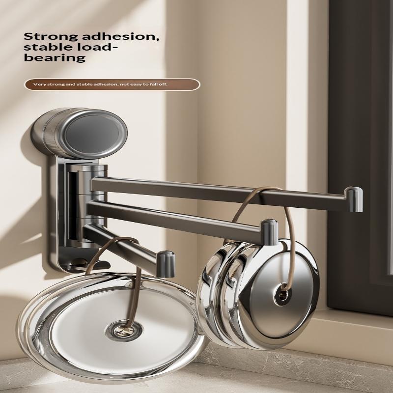 Swivel Towel Rack, 3-Arm Suction Cup Towel Holder, Thicken Aluminum Swing Out Towel Bar, Rustproof Space Saving Towel Hanger