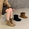 Super Fire Short Boots Women's 2025 New Winter Retro Brown Suede Pointed Cat and Elastic Thin Boots