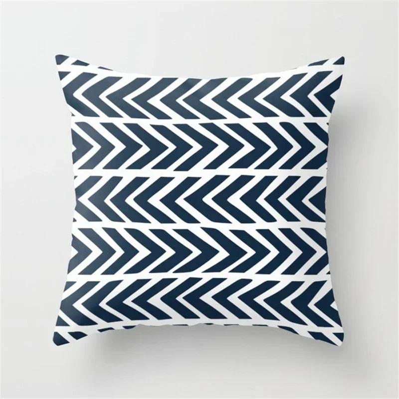 New Deep Blue Nordic Geometry Double-Sided Printed Pillow Cover Short Plush Suitable Living Rooms Bedrooms Throw Cushion Cover