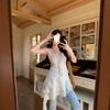 Polka Dot Ruffle Edge Chiffon Suspender Dress Design Sense Waist Thin Irregular Short Skirt