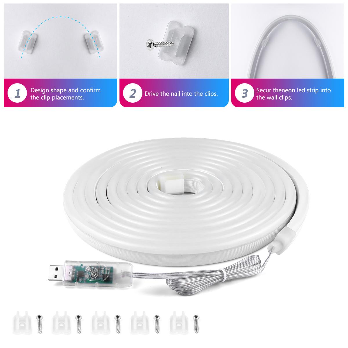 FWoche Striscia LED neon RGB 5M 12V, IP65, impermeabile, con app Bluetooth e telecomando, musica sync, flessibile, in silicone, Magic Color per esterni, soggiorno, camera da letto, parete
