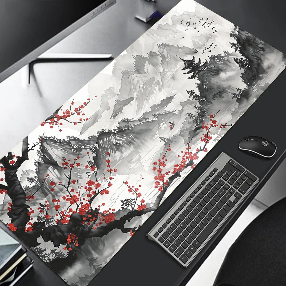 Japonský styl Třešňový květ Hrad Podložka pod myš Velká Protiskluzová Vodotěsná Podložka na stůl Pro Kancelář Domov Estetická Herní podložka pod myš