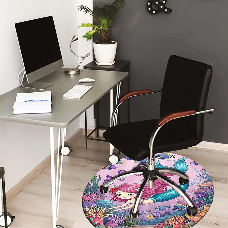 1PC mermaid ocean Non-Slip Floor Round carpet, Office, family, bedroom, Large Area Rug Indoor Rugs, Vibrant Colors-Z0493