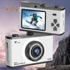 Fotocamera digitale con doppio obiettivo, display IPS, messa a fuoco automatica, zoom, anti-vibrazione, ricaricabile, condivisione wireless, fotocamera selfie Wi-Fi