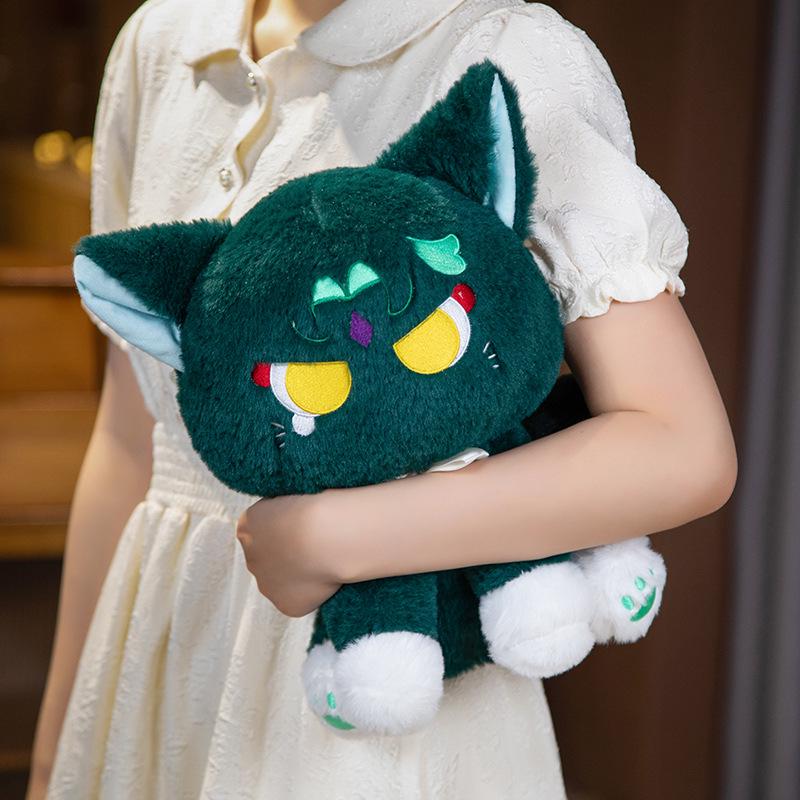Large Teyvat Xiao Cat Plush Doll - Cute Kitten Rag Toy Gift