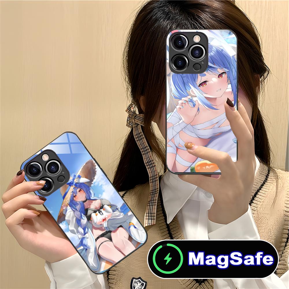 Usada Pekora Anime Phone Case for iPhone 16 15 14 13 12 11 Pro Max Plus Mini MagSafe Glass Colour Protective Smartphone Luxury