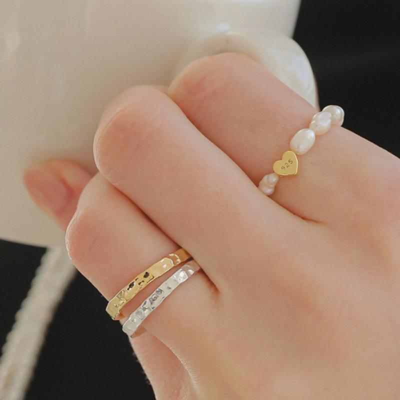 

J.Lauren Pearl Silver Heart Pendant Ring R0609 gold