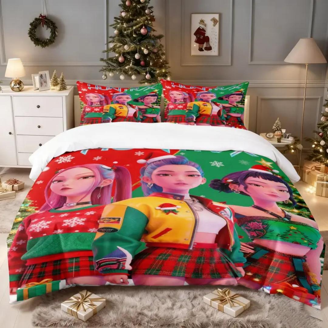 

KPop D-Demon Hunters Bedding Set Single Halloween Costume Bedding Set - 2-3 Piece Comforter Quilt Duvet Cover Pillow Case Sets US Twin(172x218cm)