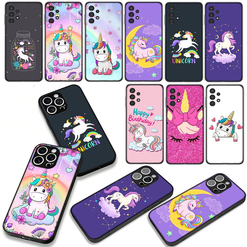 Pink Unicorns Rainbow Cover Phone Case for Samsung Galaxy S25 S23 S22 S24 FE Ultra Plus A56 A05 A06 A15 A16 A57 S7 Edge