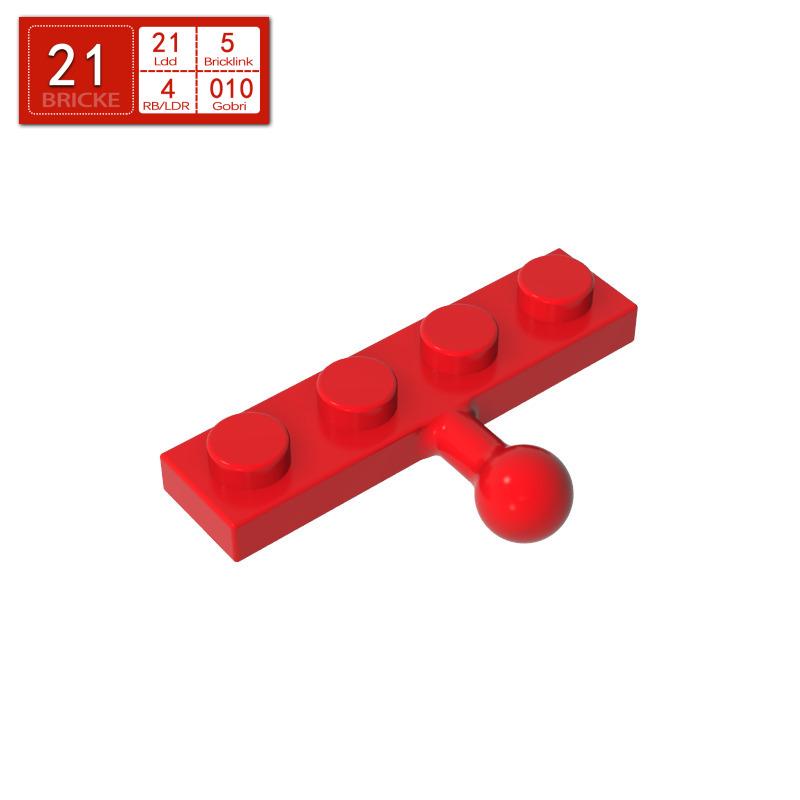BRICKE 3184: 1x4 Brick with Ball Joint, LEGO-Compatible MOC Accessory. 50g (~64 pcs) красный