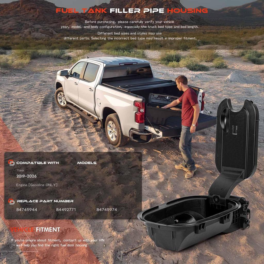 Fuel Tank Filler Pipe Cover Gas Cap Fuel Door Pocket Assembly For Full Size Pickup Cars For Firm Attachment 84745944