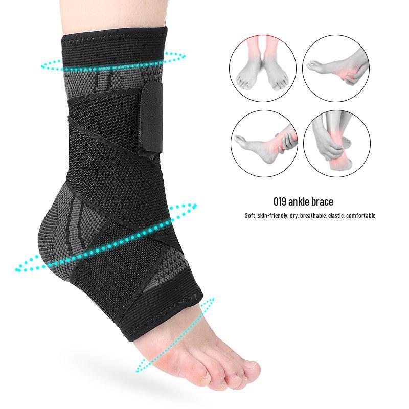 

Breathable Adjustable Ankle Support Wrap - Anti-Sprain, Knit Protector for Sports Black/Green L