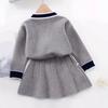 Ailetu Qiuxin Children's Clothing College Girls' Knitted Top Cardigan Mini Skirt Core Spun Yarn Skirt YB010