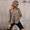 Women's Fashion Casual Leopard Print Long Sleeve V-Neck Blouses & Shirts