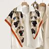 High-end Cotton and Linen Texture 91CM Large Square Scarf Fashionable Light Luxury Big-name Printing Drape Fashionable Shoulder Women's Scarf