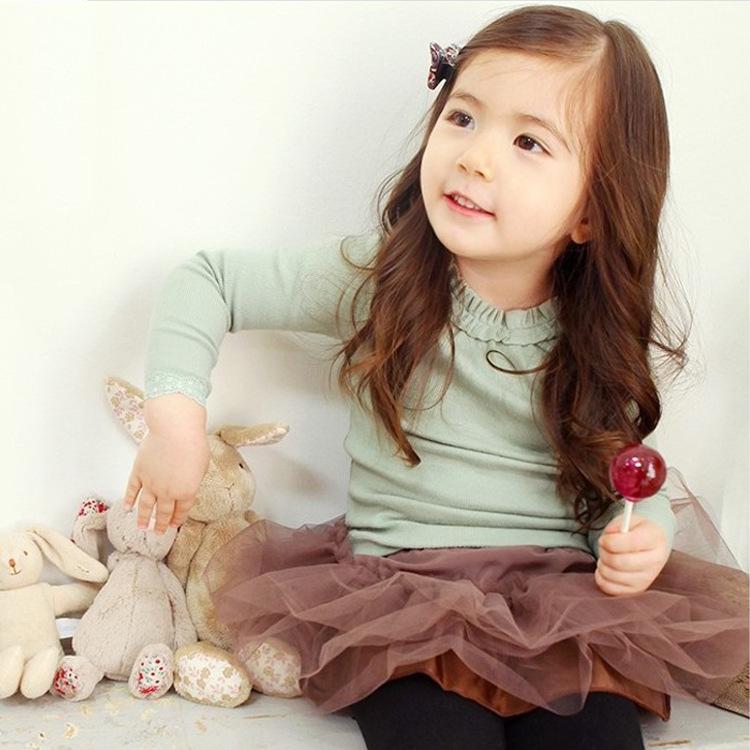 2021 Spring Korean Style Girls  Four-Color Long-Sleeve T-Shirt - Chickadee & Bear Brand 100cm зелёный