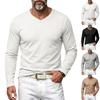 Herre Casual V-hals Langærmet Pullover Strik T-shirt til Forår Efterår