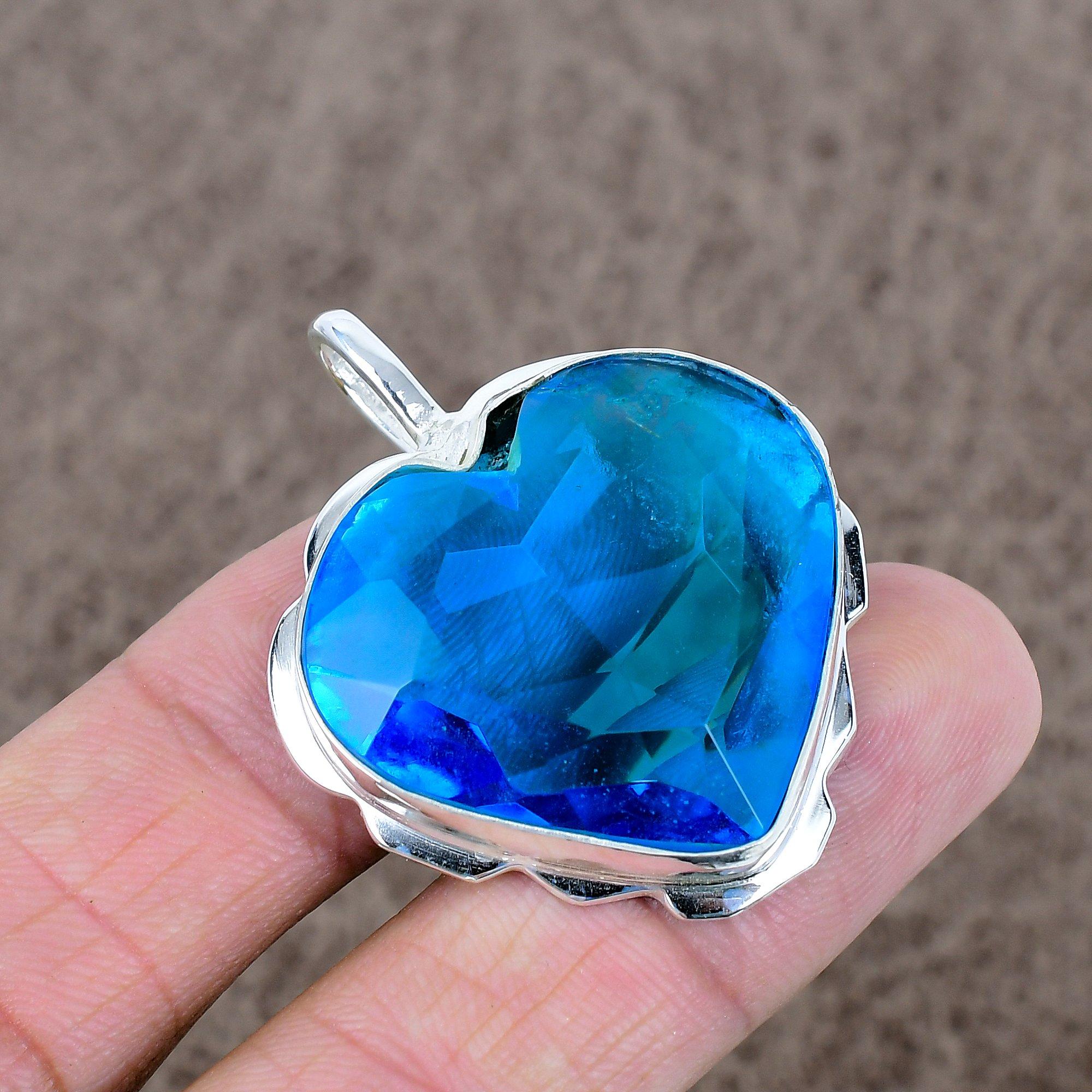 

Blue Topaz Gemstone Handmade 925 Sterling Silver Jewelry Pendant 1.77 KKG-553