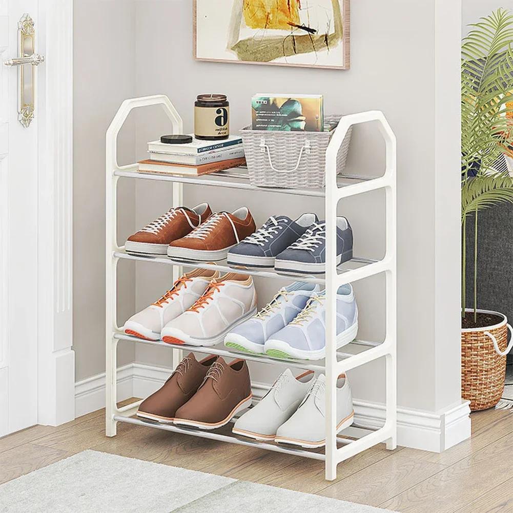 1pcs 4-Layer Metal Shoe Rack Simple Shoe Shelf Footwear Organizer Stand Holder Shoe Rack Shoe Shelf For Living Room белый