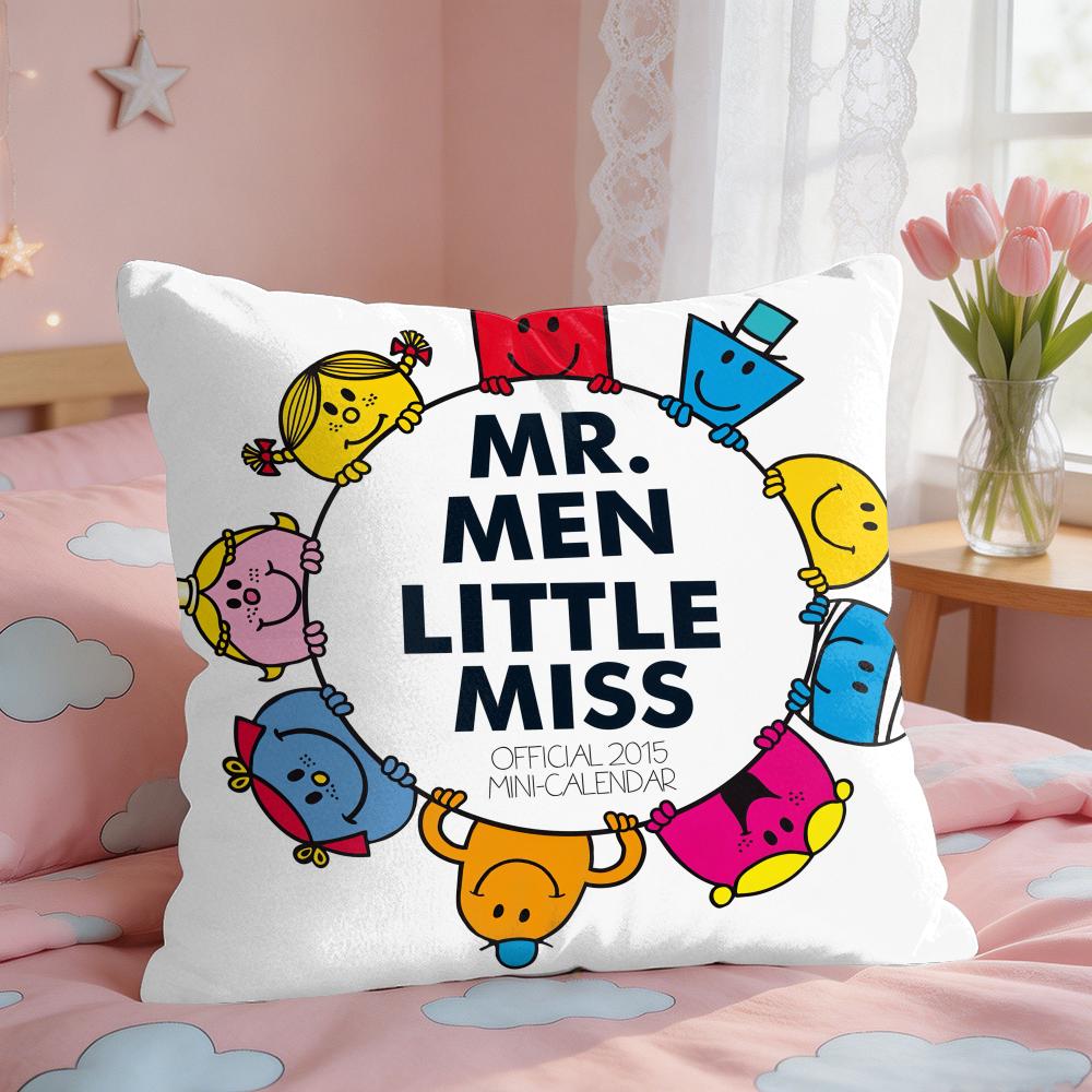 Mr MMen Cute LLittle Miss Cushion Cover Square Short Plush Pillow Case Living Room Sofa Home Decor Funda X