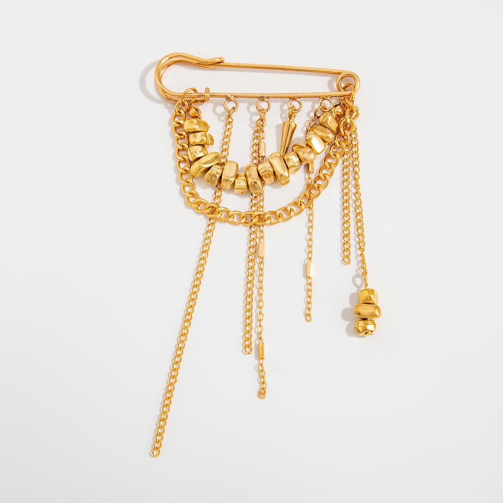 Metal Chain Fringed Pin Brooch, Design Gravel Rivet Pants Anklet Chain Shortened Decoration