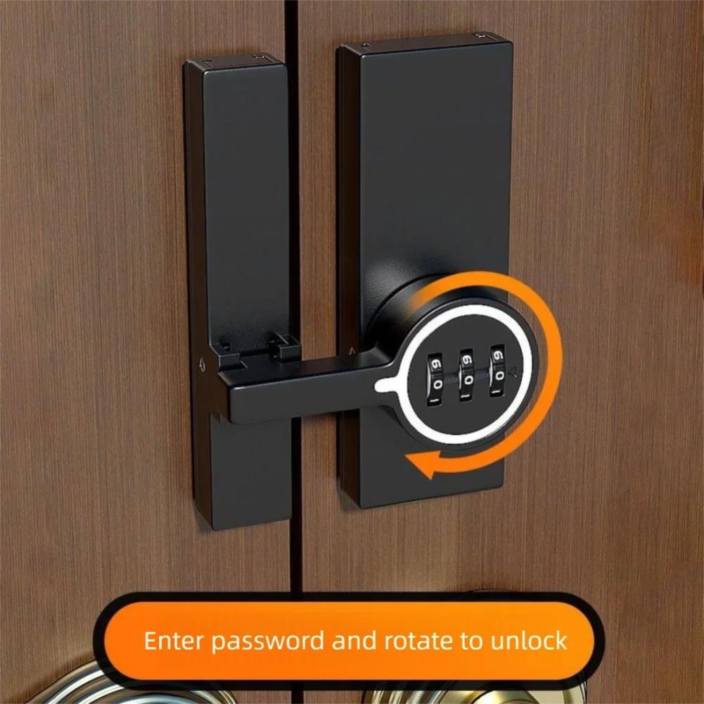 Zinc Alloy Password Door Bolt Lock Luminous Latch 3-Digit Password Anti-theft Security Door Latch Buckle Cabinet Closet Lock
