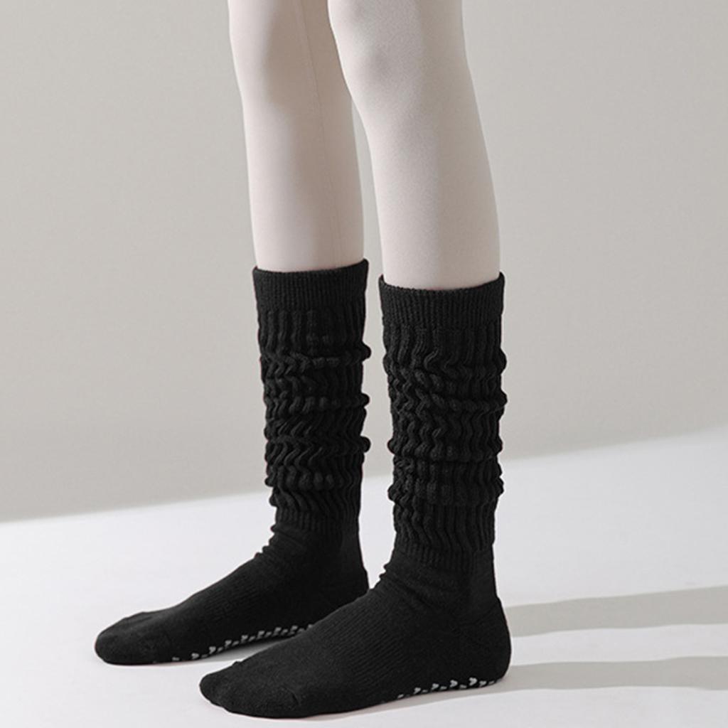 1 Pair Women Winter Yoga Socks Compression Yoga Socks Silicone Bottom Long-tube High Elasticity Wrapping Anti-slip Socks Warmth Stockings