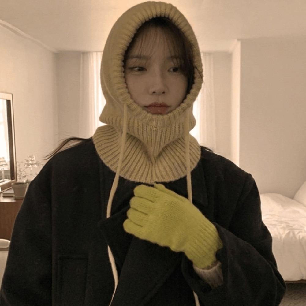 Keep Warm Knitted Hooded Cap Thermal Windproof Beanie Cap Winter Ear Protection Cap Outdoor