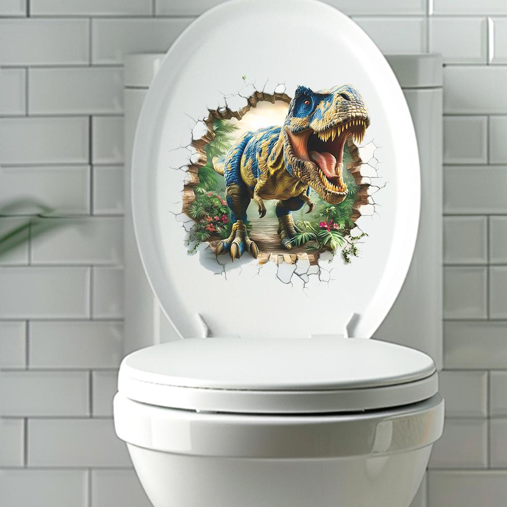 Cartoon Wanddurchbruch Wildes Dinosaurier Männchen Schlafzimmer Spielzimmer Dekorative Wandaufkleber