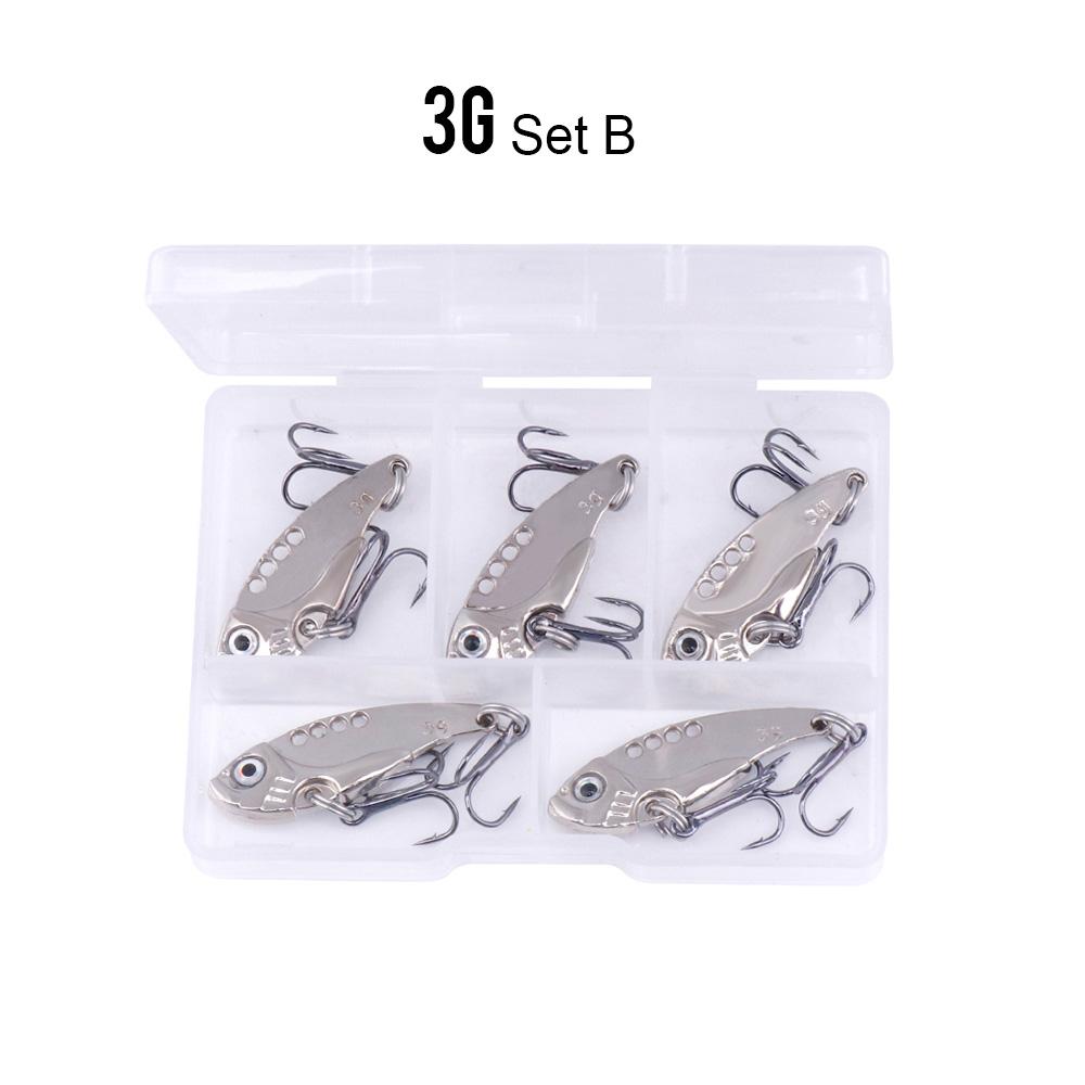 5pcs In Box Vib Lure Set 3g/7g/10g Sinking Wobblers For Pike Bass Metal Vibe Crankbaits Fishing Lure Kit