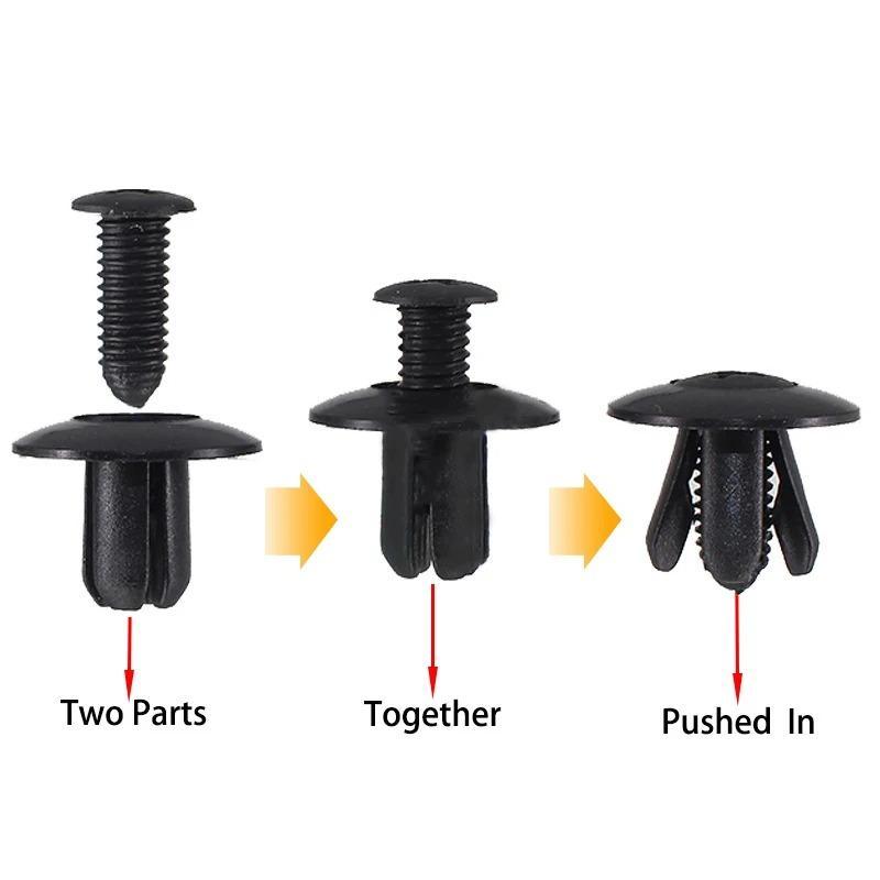 100pcs/set Car Bumper Fender 8mm Hole Plastic Rivets Fastener Screw Door Trim Panel Retainer Fastener Clips Car Accessories