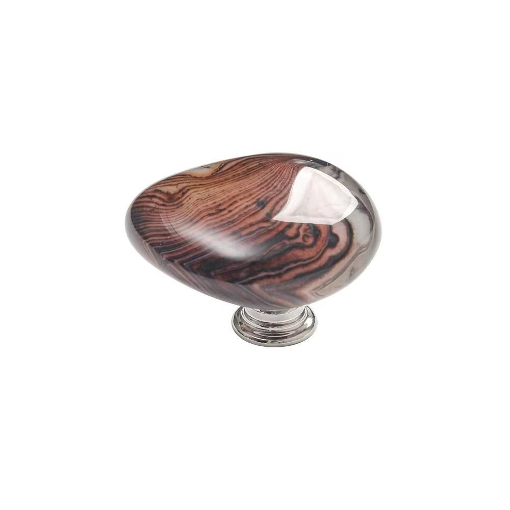 Durable Furniture Hardware Zinc Zinc Alloy Base Cabinet Pulls Agate Stone Wardrobe Handle  Storage Drawer