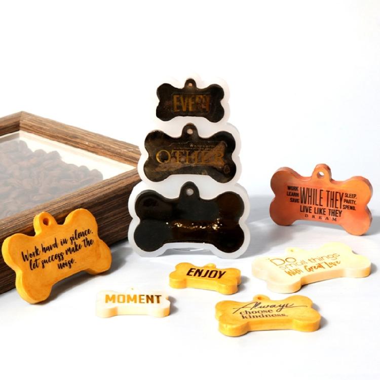 Clear 3-link Dog Bone Label Keychain Silicone Mold for Valentines Gift Craft Handmade Key Chain Accessories Mould